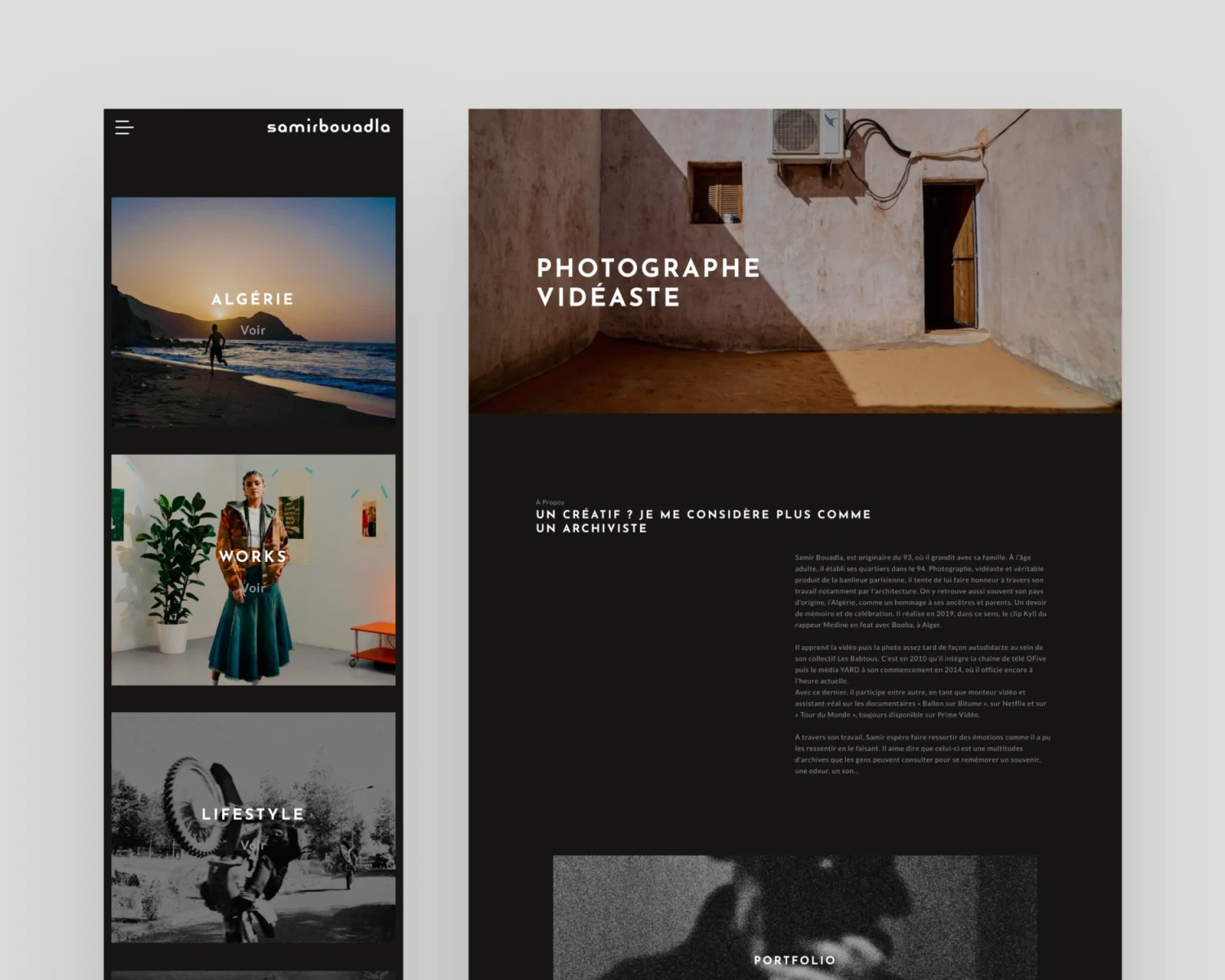 conception de site web portoflio photographe samir bouadla - agence web L'AGENCE FRAPPANTE